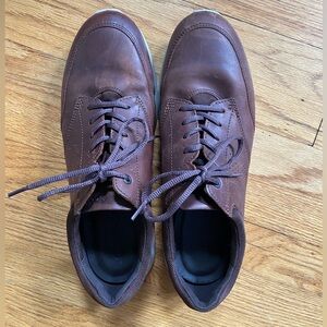 Ecco Mens Brown Leather Casual Oxfords Tennis Shoes Classic Design Size 12